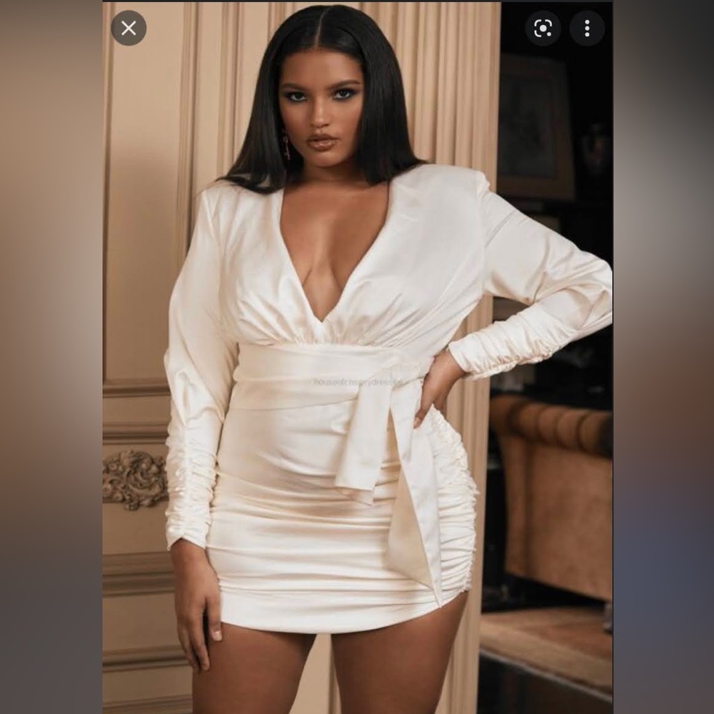 House of cb Satin Cream Dress